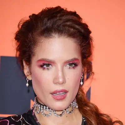 Halsey with dark copper hair