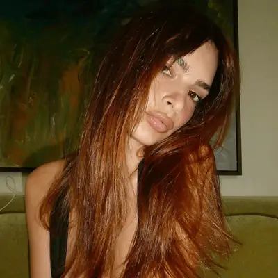 Emrata with cowgirl copper hair