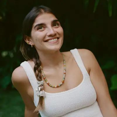 Model wearing crystal ponytail holders