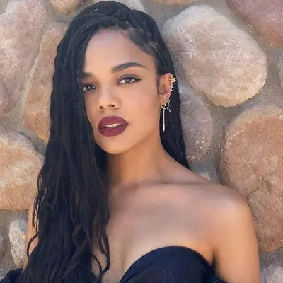 Tessa Thompson with unraveled braids
