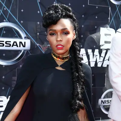 Janelle Monae wearing a fishtail braid hairstyle