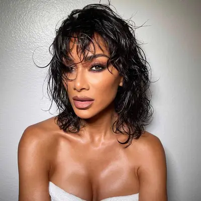 Nicole Scherzinger with a shaggy long bob haircut