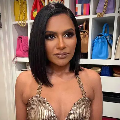 Mindy Kaling with an asymmetrical long bob