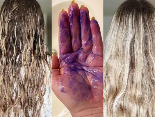 Purple Shampoos Tested On Persons Hair Before and After