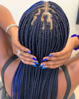 blue black box braids