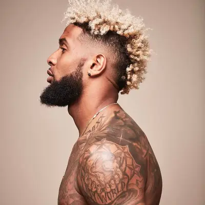 Wavy Hairstyles for Men Curly Top Burst Fade Odell Beckham Jr.