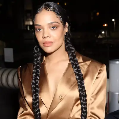 Tessa Thompson wearing pigtail braids