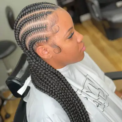 Person with stitch braids