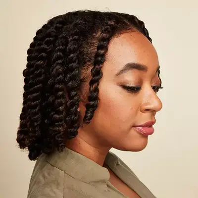 Aimee Simeon wearing two-strand twists