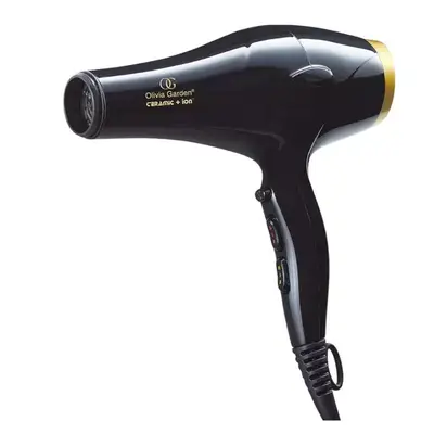 Black Olivia Garden hair dryer on white background