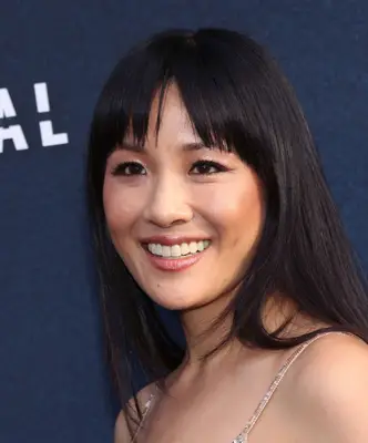 Close up of Constance Wu with blunt bangs