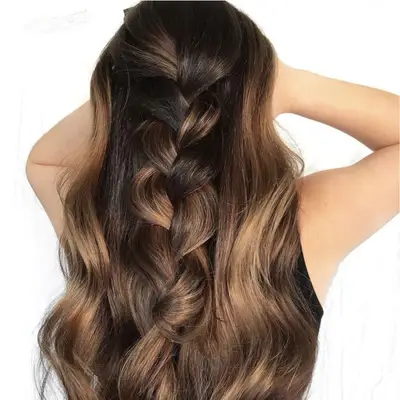 bronzed balayage hair with braid