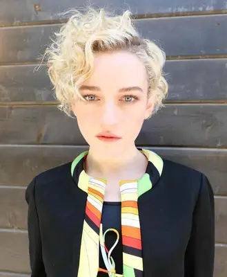 Julie Garner with curly short hair