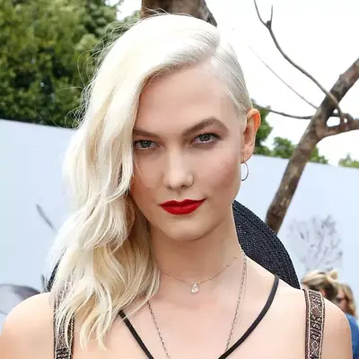 Karlie Kloss with silver-blonde waves