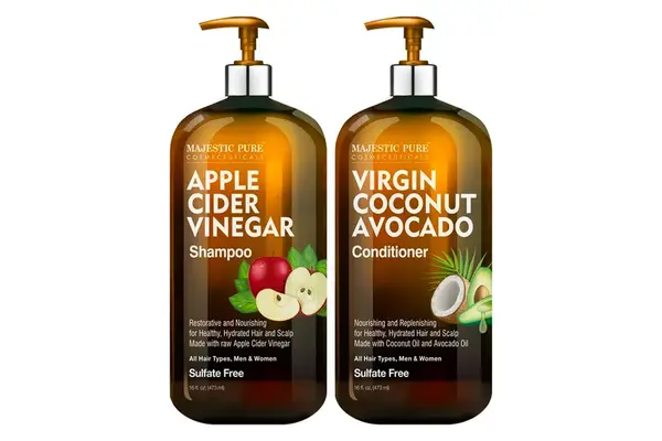 Majestic Pure Apple Cider Vinegar Shampoo and Avocado Coconut Conditioner Set - 16 fl oz Each
