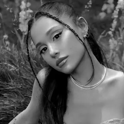 Ariana Grande in a ponytail with braided tendrils