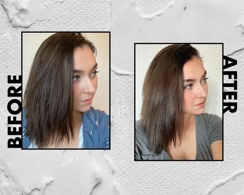beauty writer loren savini before and after using the olaplex shampoo