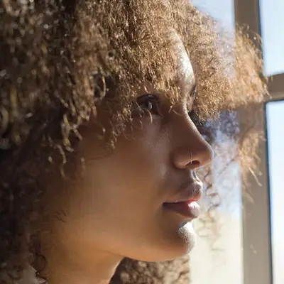 woman with curly hair