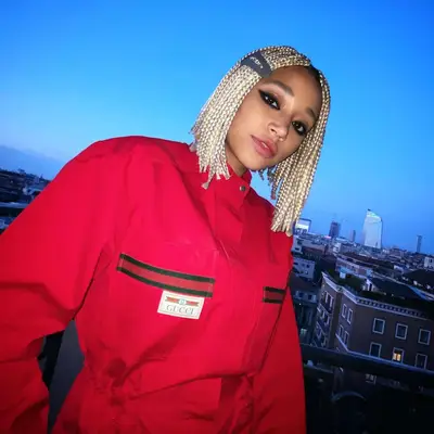 Amandla Stenberg with braided bob