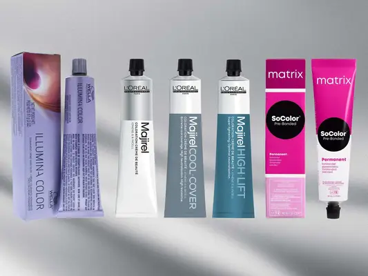 Three Professional Hair Color Brands Featuring Wella Illumina Color, Matrix SoColor, L