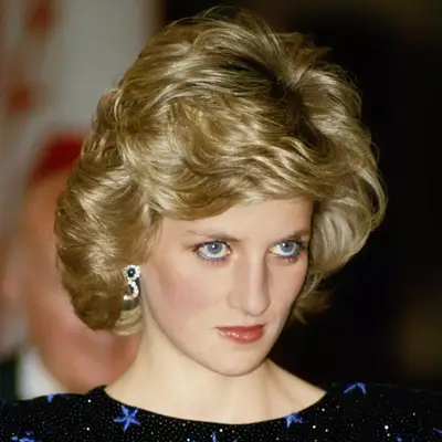 Princess Diana in a full, wavy box bob