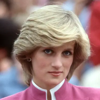 Princess Diana in a heavily layered shullet in 1983
