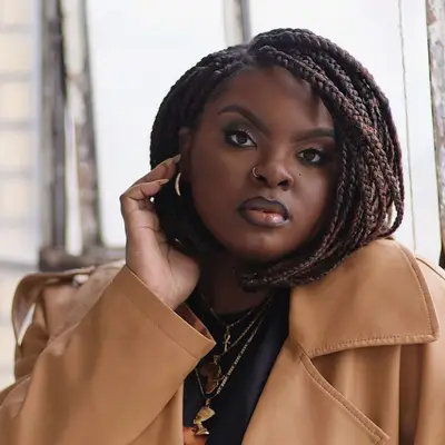 Woman with bob-length box braids