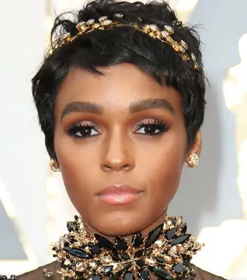 Janelle Monáe pixie with gold headband