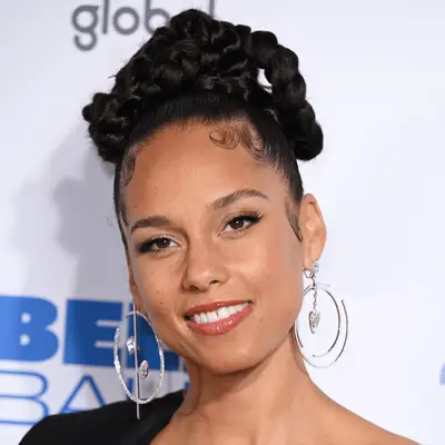 Alicia Keys wearing braided updo hairstyle