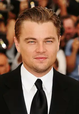 Leonardo DiCaprio with slicked back gel hair during the 