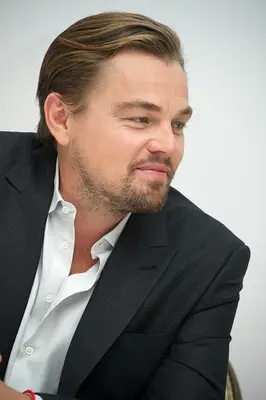 Leonardo DiCaprio with combed back hair at the 