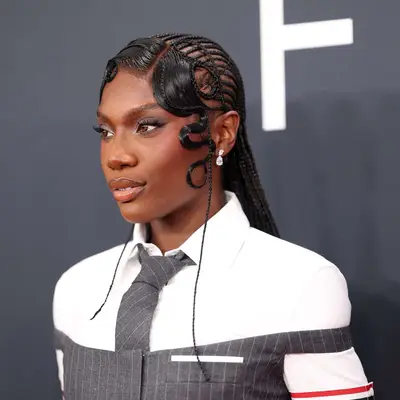 Doechii at the 2025 Grammy Awards with creative braids