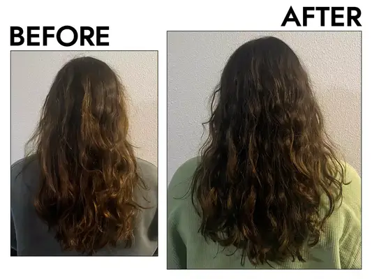 Leave-in conditioner for curly hair smeared on the back of a hand 