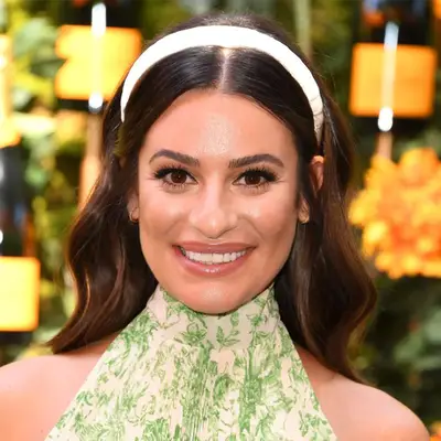 Lea Michele with middle part waves on oblong face