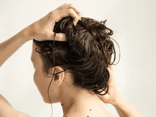 Close up of the back of a model