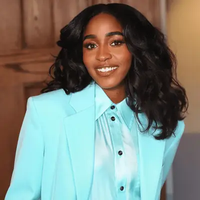 Ayo Edebiri with a voluminous haircut