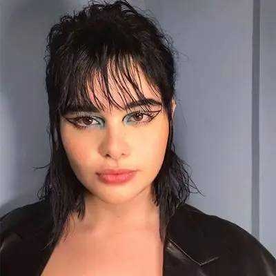 Barbie Ferreira with wet-look shullet hair