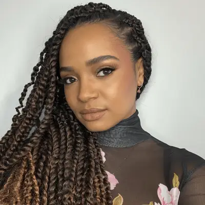 Kyla Pratt in long two-strand twists