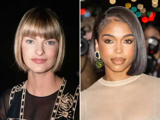 Linda Evangelista and Lori Harvey with 90s Bob Hairstyle