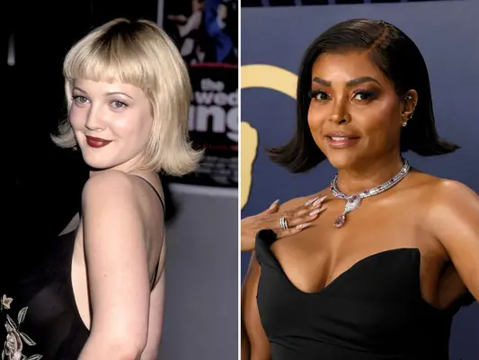Drew Barrymore and Taraji P. Henson with 90s Bob Hairstyle