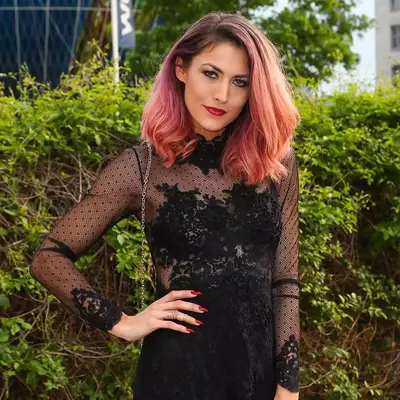 Pink ombré with brown roots