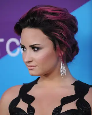 Demi Lovato wears a pink ombré updo