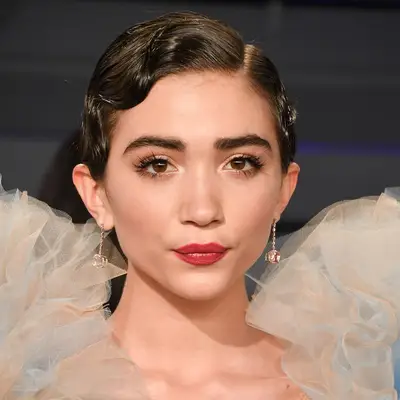 Rowan Blanchard wearing a short hairstyle with finger waves at the 2019 Vanity Fair Oscar Party in Beverly Hills, California