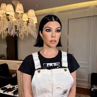 Kourtney Kardashian with a flipped long bob hairstyle