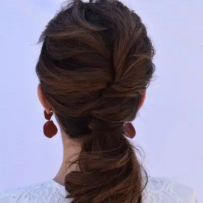 Back of French twisted ponytail hairstyle
