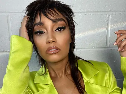 leigh anne pinnock wearing a mullet