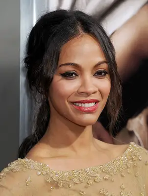 Zoe Saldana with low ponytail