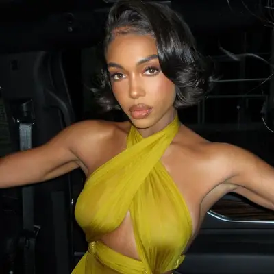 Lori Harvey with a layered bob haircut