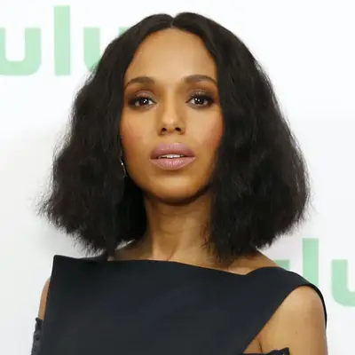 Kerry Washington wears a brushed-out wavy bob hairstyle