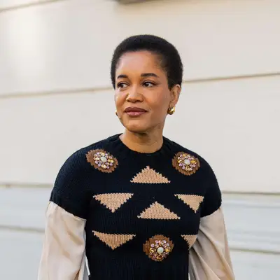 Influencer Tamu McPherson with a perfectly groomed short afro